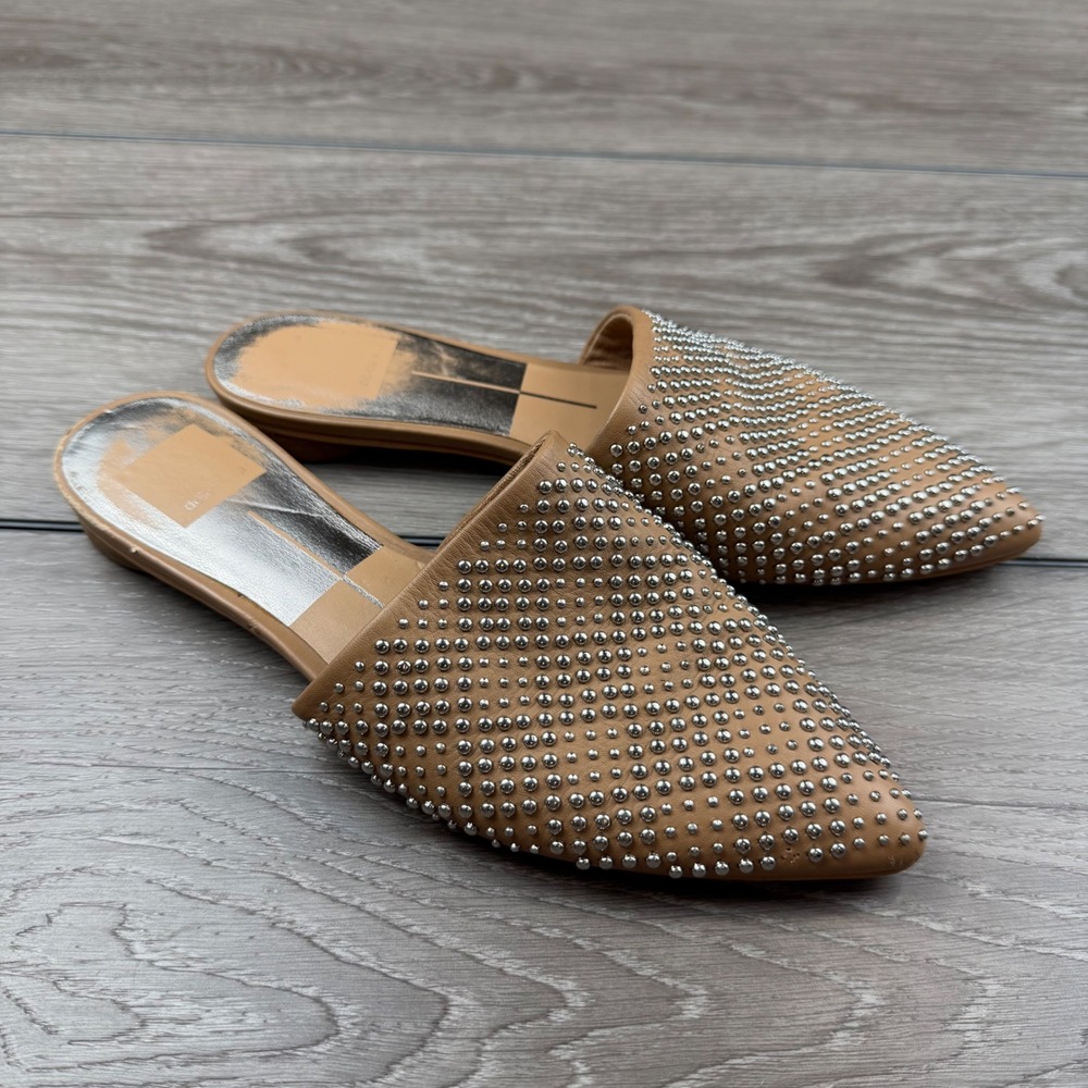 Dolce Vita Women Mules Studded Pointed Toe Tan Brown Size 6